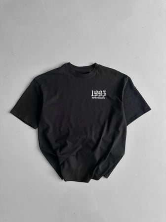 DE'CHARME Baskılı Oversize Bisiklet Yaka T-shirt - Siyah