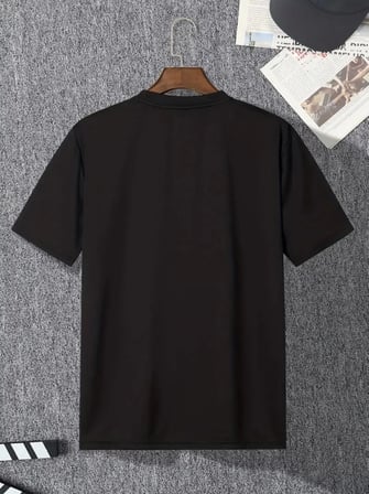 DE'CHARME Baskılı Oversize Bisiklet Yaka T-shirt - Siyah