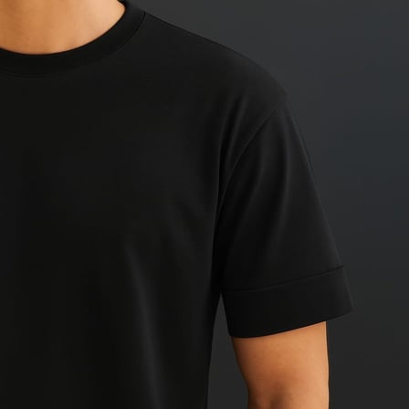 DE'CHARME Erkek Basic Oversize Double Face Kumaş Kısa Kollu Tshirt