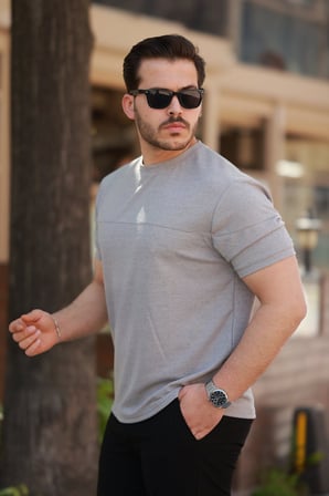 DE'CHARME Erkek Oversize Bisiklet Yaka Kısa Kollu T-shirt