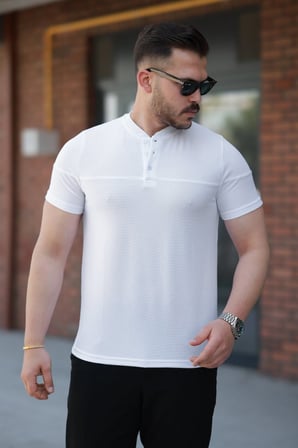 DE'CHARME Erkek Hakim Yakalı Kısa Kollu Pamuklu T-shirt