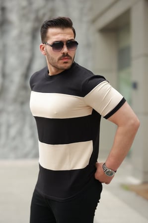 DE'CHARME Erkek Parçalı Renk Kısa Kollu Tişört