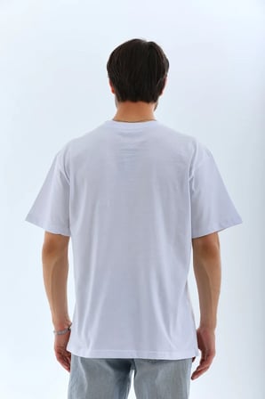 DE'CHARME Unisex Oversize Düz Bisiklet Yaka T-Shirt - Beyaz