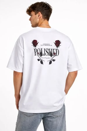 DE'CHARME Erkek Bisiklet Yaka Baskılı Kısa Kollu Tişört Streetwear Günlük Basic Pamuklu T-shirt - Beyaz