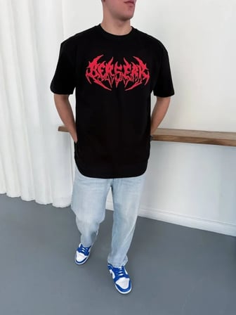 DE'CHARME Erkek Baskılı T-Shirt Yazlık Kısa Kol Bisiklet Yaka Rahat Kalıp Tişört - Siyah