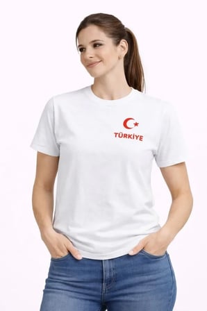 DE'CHARME TÜRKİYE Ay Yıldız Baskılı Taraftar Forma T-Shirt - Beyaz