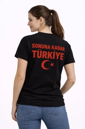 DE'CHARME TÜRKİYE Ay Yıldız Baskılı Taraftar Forma T-Shirt - Siyah