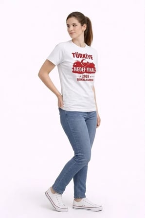 DE'CHARME TÜRKİYE Baskılı Tişört Ay Yıldız 2026 Dünya Kupası Taraftar Forma T-Shirt - Beyaz