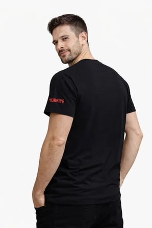 DE'CHARME Erkek TÜRKİYE Baskılı Tişört 2026 Dünya Kupası Taraftar Forma T-Shirt - Siyah