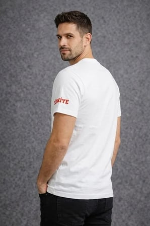 DE'CHARME Erkek TÜRKİYE Baskılı Tişört 2026 Dünya Kupası Taraftar Forma T-Shirt - Beyaz
