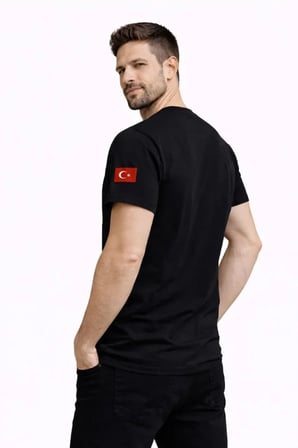 DE'CHARME Erkek Türkiye World Cup 2026 Baskılı Tişört Futbol Temalı Forma T-Shirt - Siyah