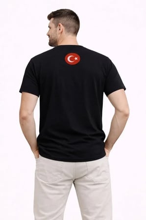 DE'CHARME Erkek TÜRKİYE Baskılı Tişört Ay Yıldız 2026 Dünya Kupası Taraftar Forma T-Shirt - Siyah