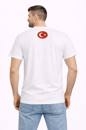DE'CHARME Erkek TÜRKİYE Baskılı Tişört Ay Yıldız 2026 Dünya Kupası Taraftar Forma T-Shirt - Beyaz