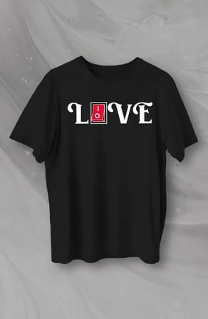 DE'CHARME 14 Şubat Sevgililer Günü Love Baskılı Oversize Bisiklet Yaka T-shirt - Siyah