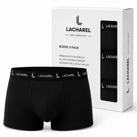 DE'CHARME Erkek Likralı Pamuklu Nefes Alan Penye Boxer 3lü Paket - Siyah