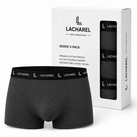 DE'CHARME Erkek Likralı Pamuklu Nefes Alan Penye Boxer 3lü Paket - Füme