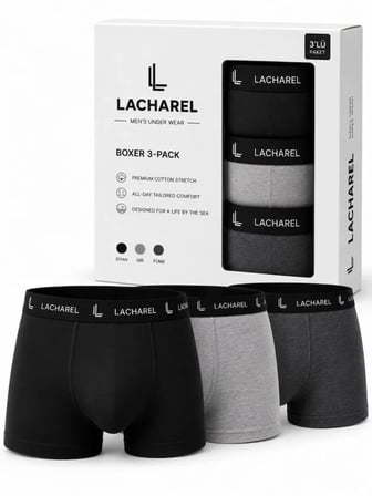 DE'CHARME Erkek Likralı Pamuklu Nefes Alan Penye Boxer 3lü Paket - Siyah - Gri - Füme