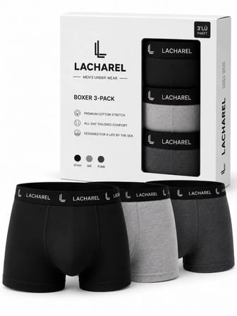 DE'CHARME Erkek 9Lu İç Giyim Seti Pamuklu 3 Boxer 6 Çorap Çoklu Paket - Siyah - Füme - Gri - Beyaz
