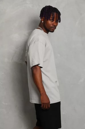 DE'CHARME Unisex Oversize Düz Bisiklet Yaka T-Shirt - Gri