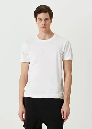 DE'CHARME Unisex Basic Bisiklet Yaka Regular T-Shirt - Beyaz