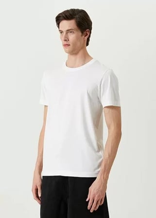 DE'CHARME Unisex Basic Bisiklet Yaka Regular T-Shirt - Beyaz