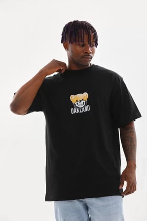 DE'CHARME Unisex Baskılı Oversize T-Shirt - Siyah