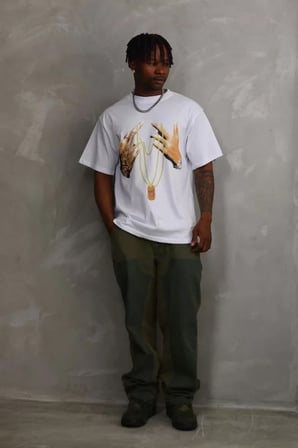 DE'CHARME Unisex Baskılı Oversize T-Shirt - Beyaz