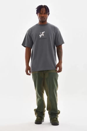 DE'CHARME Unisex Baskılı Oversize T-Shirt - Füme
