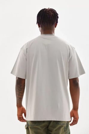 DE'CHARME Unisex Baskılı Oversize T-Shirt - Gri