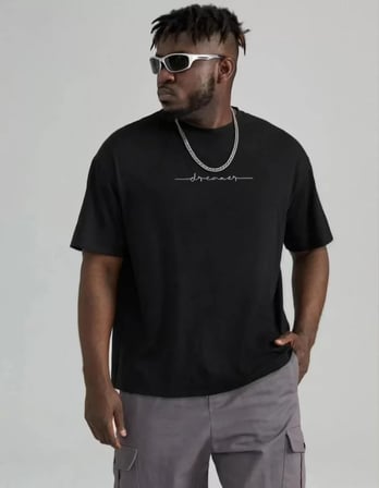 DE'CHARME Unisex Baskılı Oversize T-Shirt - Siyah
