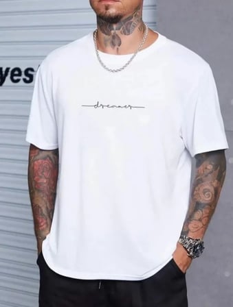 DE'CHARME Unisex Baskılı Oversize T-Shirt - Beyaz