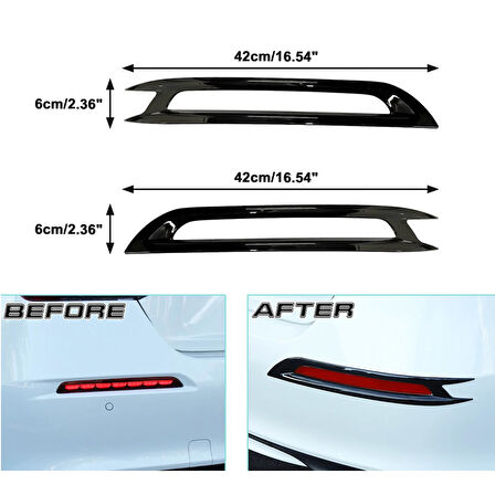Honda Civic 2022-2023 Arka Tampon Sis Farı Çerçevesi Piyano Black 2 Parça