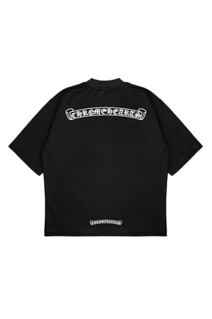 Unisex Oversize CHROME HEART YAZI Baskılı Boxy Fit Kalın Kumaşlı (240gsm) T-shirt
