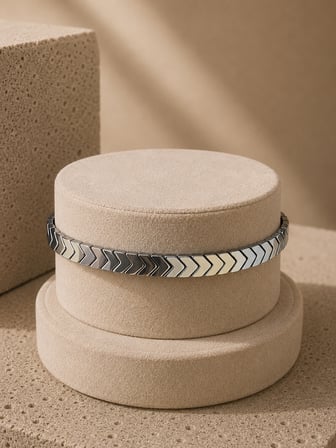 Erkek Füme Metalik Ok Detaylı Modern Bileklik