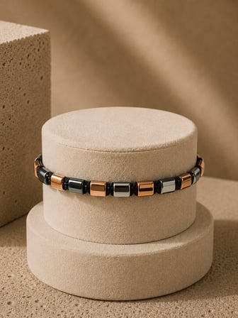 Erkek Rose Gold Füme Metalik Kare Detaylı Bileklik