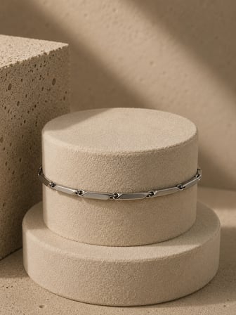 Erkek Gümüş Metal İnce Geometrik Bileklik