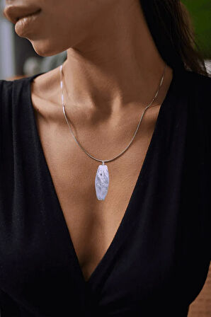 Sertifikalı Damarlı Doğal Kristal Kuvars Taşı Kolye