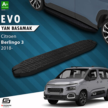 S-Dizayn Citroen Berlingo 3 Uzun Şase Evo Siyah Yan Basamak 213 Cm 2018 Üzeri A+ Kalite