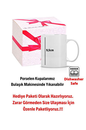 Uçan Kalpler Baskılı Kupa Bardak Porselen Çay Kahve Fincanı Hediye