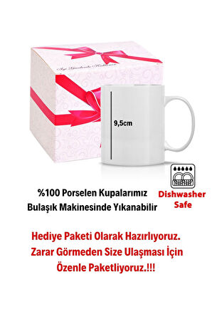 Çiçek Buketi Baskılı Hediye Kupa Bardak Porselen Çay Kahve Fincanı