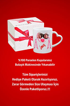 Sevgiliye Özel Love Baskılı Hediye Kalp Kupa Bardak Porselen Çay Kahve Fincanı