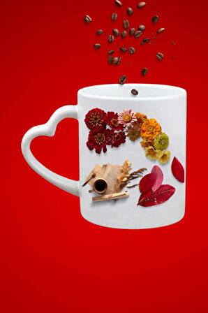Romantik Ortam Baskılı Hediye Kalp Kupa Bardak Porselen Çay Kahve Fincanı