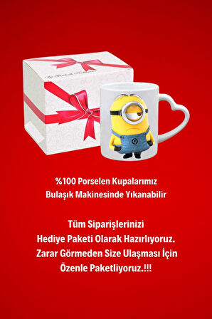 Minyonlar  Baskılı Hediye Kalp Kupa Bardak Porselen Çay Kahve Fincanı 5