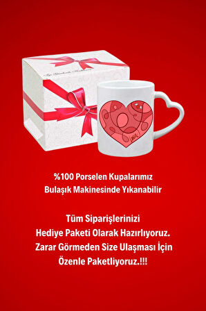 Love Kalp Baskılı Sevgiliye Hediye Kalp Kupa Bardak Porselen Çay Kahve Fincanı