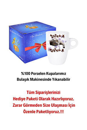 Sevimli Kedi Baskılı Kupa Bardak Porselen Latte Filtre Kahve Fincanı