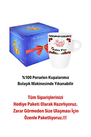 Kişiye Özel Yılbaşı İsim Baskılı Kupa Bardak Porselen Latte Filtre Kahve Fincanı