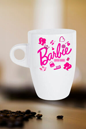Enter Mode Barbie Baskılı Kupa Bardak Porselen Latte Filtre Kahve Fincanı