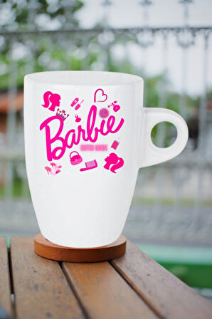 Enter Mode Barbie Baskılı Kupa Bardak Porselen Latte Filtre Kahve Fincanı