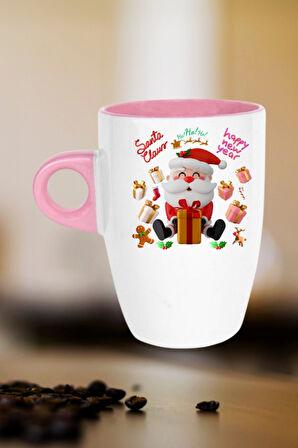 Noel Baba Happy Christmas Baskılı Kupa Bardak Porselen Latte Filtre Kahve Fincanı