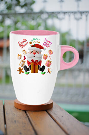 Noel Baba Happy Christmas Baskılı Kupa Bardak Porselen Latte Filtre Kahve Fincanı